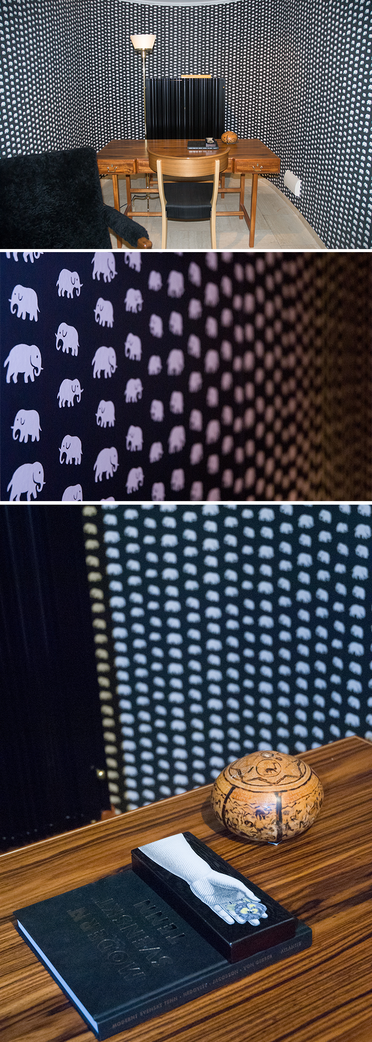 Det kända elefantmönstret lanseras i nya färger på tapet och textil
